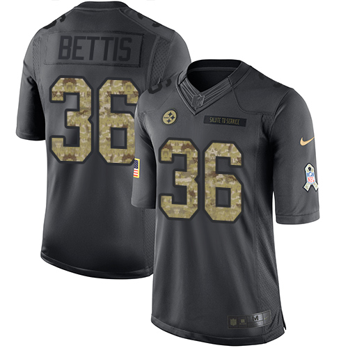 Nike Steelers #36 Jerome Bettis Black Men's Stitched NFL Limited 2016 Salute to Service Jersey